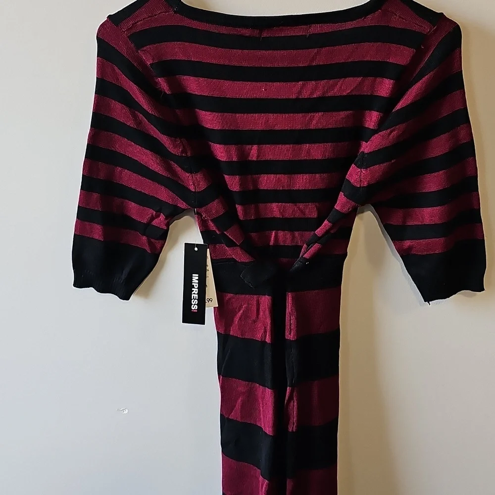 IMPRESS Medium Burgundy and Black Striped Top - Picture 4 of 8
